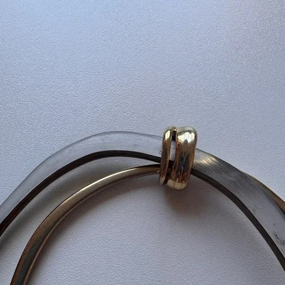 ALEXIS BITTAR GOLD LUCITE AND LIQUID METAL DOUBLE BANGLE SET - Picture 5 of 8